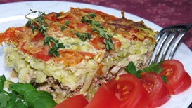 кабачковая запеканка с курицей